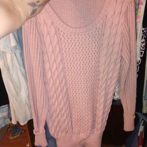 Pink Cable Knit Sweater
